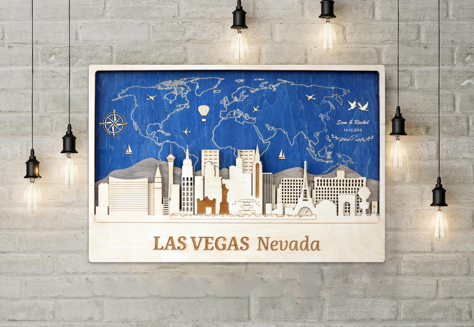 Las Vegas Wall Art Decor Wood Wall Art Las Vegas Skyline World Etsy
