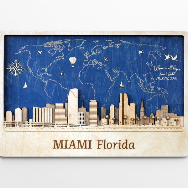 Miami 3d City Wall Art Etsy