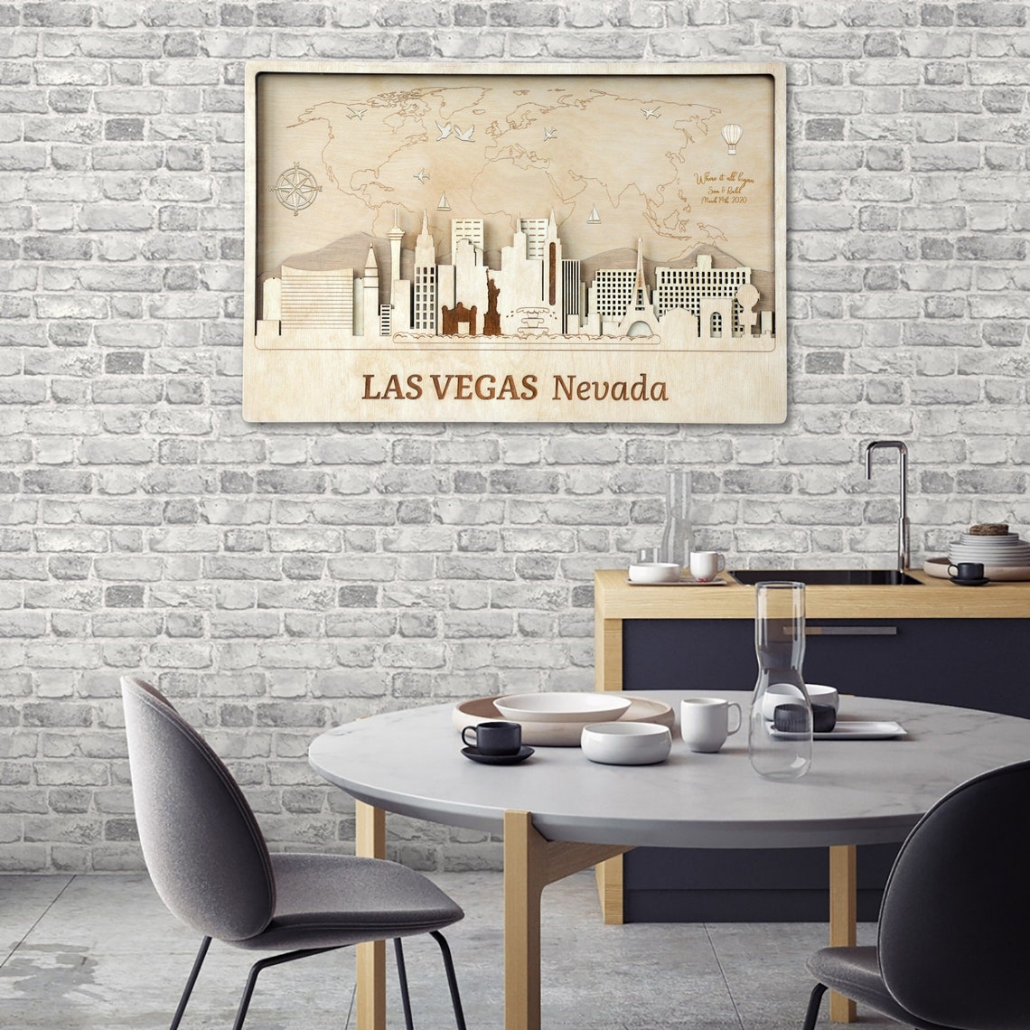 Las Vegas Wall Art Decor Wood Wall Art Las Vegas Skyline World Etsy