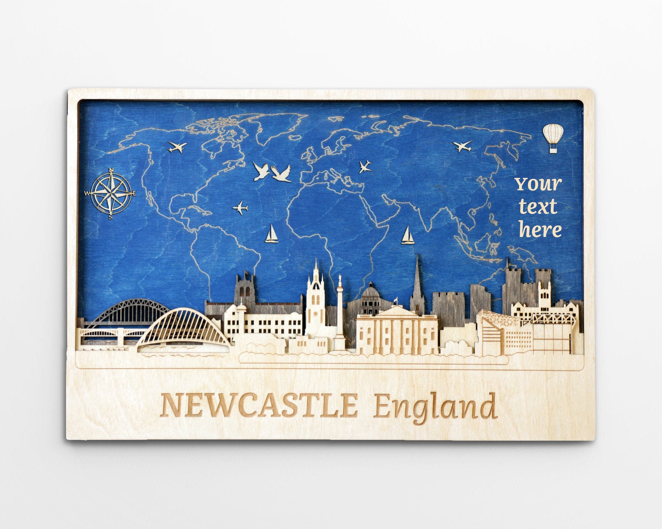 Newcastle Wood wall art Rustic wall decor Housewarming gift Etsy