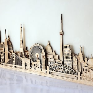 Wereldoriëntatiepunten Houten muurkunst Wereldattracties Home Wanddecoratie Reiscadeau Decor Housewarming Cadeau Rustiek wanddecor Wereldmuurkunst