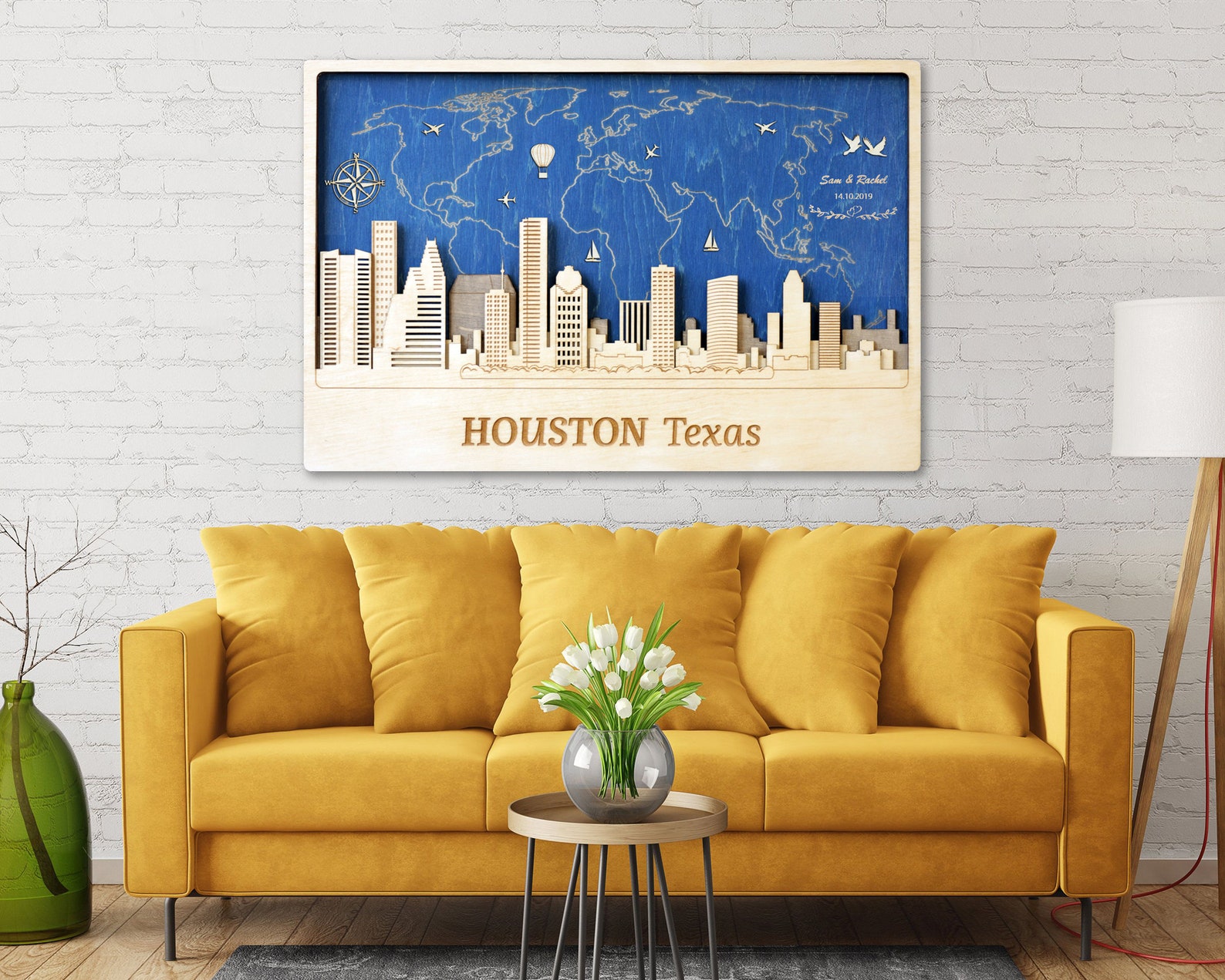 Houston Wall Art from Wood for Home Wall Decor City Travel Etsy