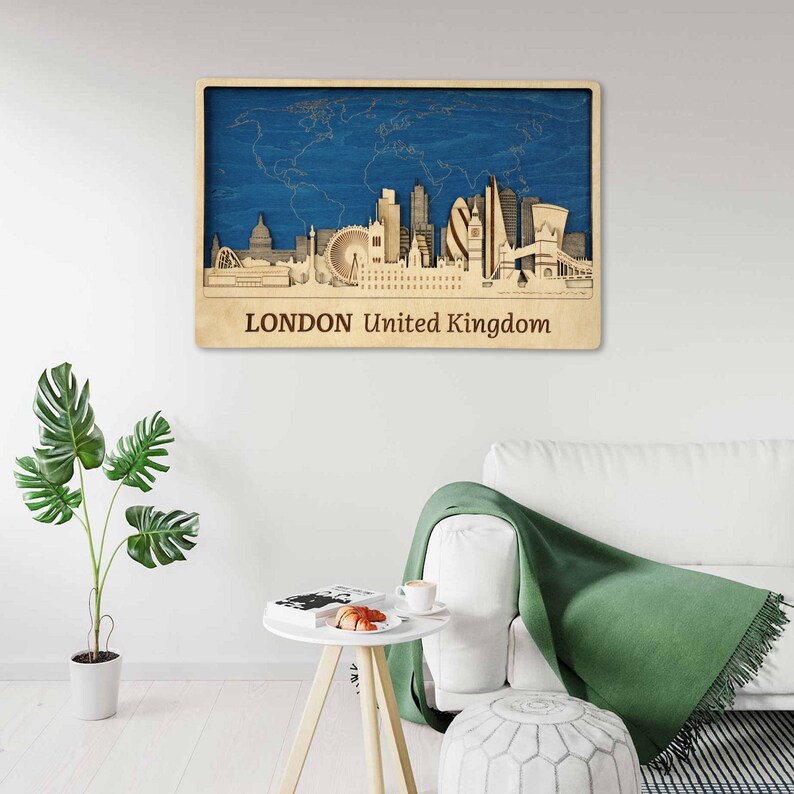 London 3D Wooden Poster London wall art City decor England Etsy