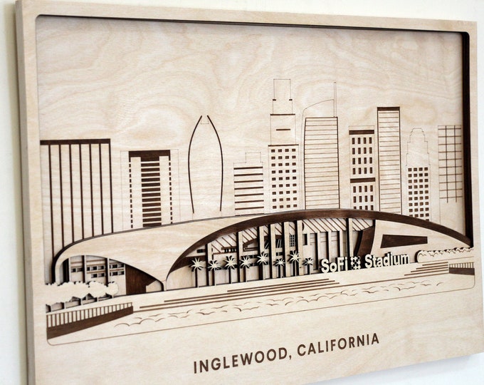 Inglewood SoFi Stadium Wall Decor Stadium Wood Wall Art Unique Gift For Football Fan Gift For Husband Boys Room Decor American Football Art