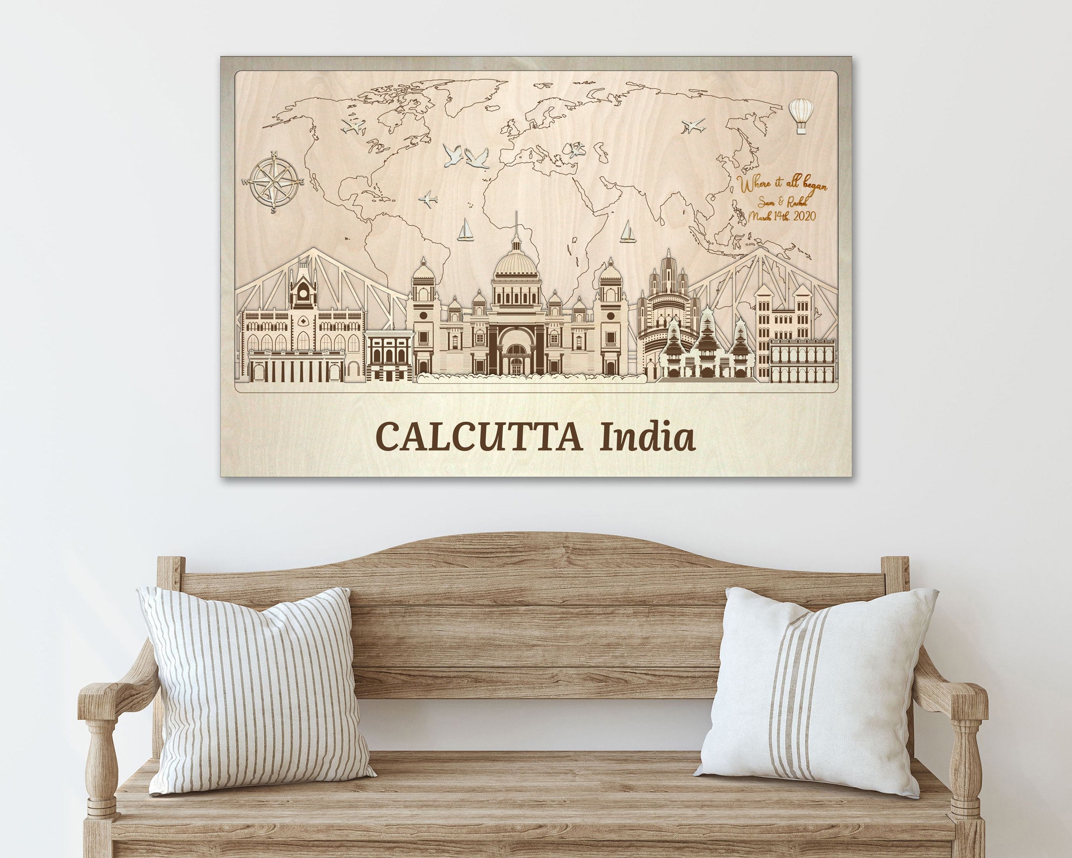 Calcutta Wood Wall Art Anniversary Custom Couple Wedding Gift Etsy