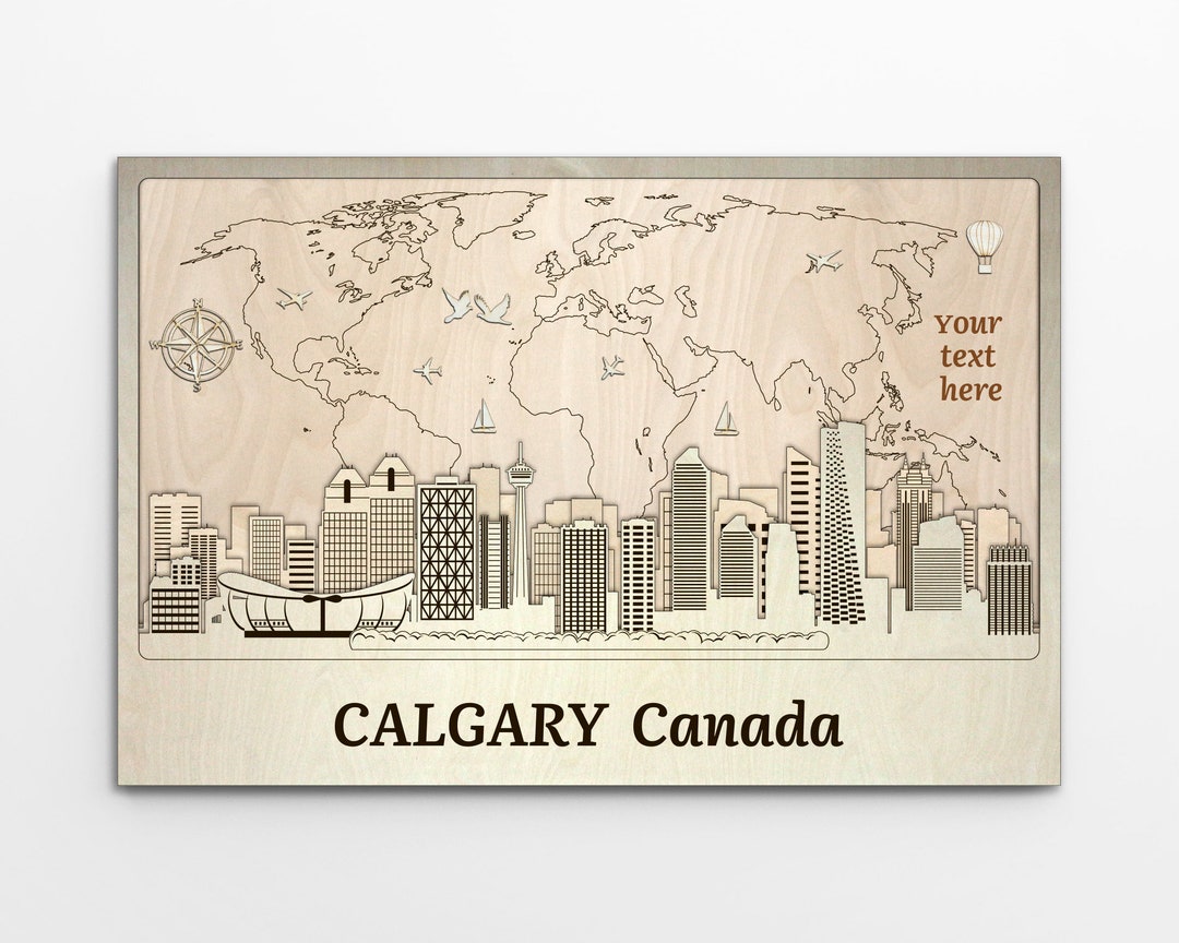 Calgary Skyline Wood Wall Decor Canada Wall Art Personalized Gift