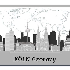 Köln Keln Cologne City Skyline Wood Wall Art Germany Wall Decor 3D City Skyline Wooden Wall Art Personalized Anniversary