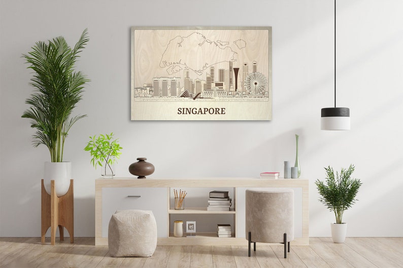 Singapore Decor Wood Wall Art Custom Travel Gift Singapore Etsy