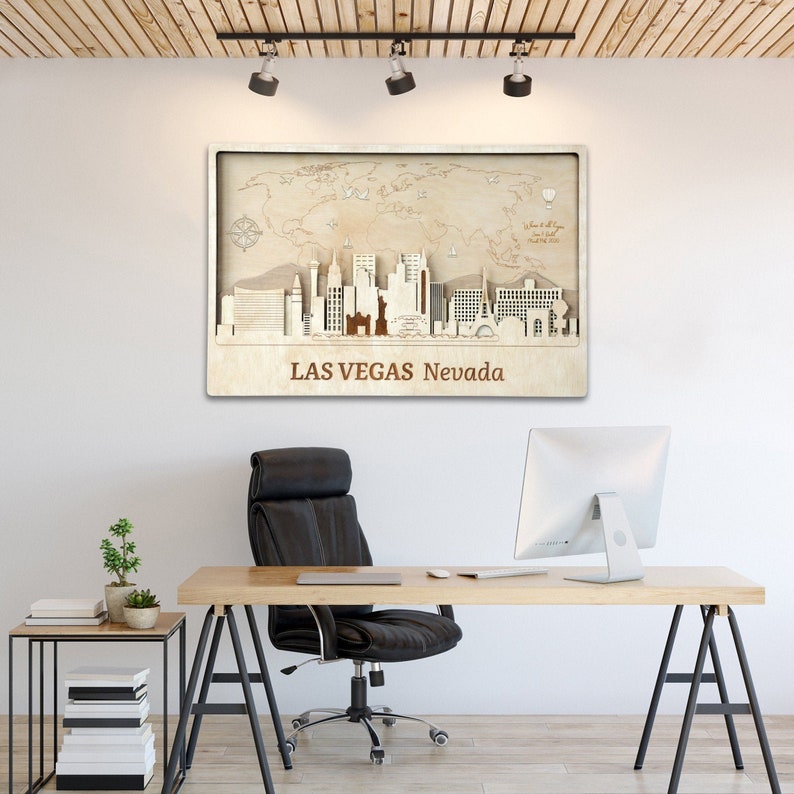 Las Vegas Wall Art Decor Wood Wall Art Las Vegas Skyline World Etsy