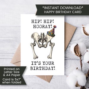 Cartão de aniversário engraçado para marido, cartão de aniversário Hip Hip Hooray para impressão para avô, cartão de felicitações para envelhecer, download instantâneo, digital