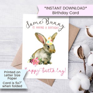 Einige Bunny Geburtstagskarte, druckbare Bunny Geburtstagskarte, Bunny Geburtstagskarte, Osterhase Geburtstag, alles Gute zum Geburtstagskarte, printable, Digital
