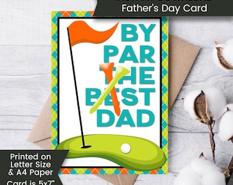 Printable Golf Father's Day Card, Best Dad By Par (Digital Download)