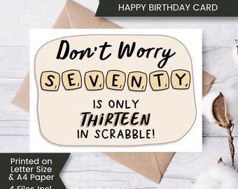 Printable Funny 70th Birthday Card for Dad, Seventy Birthday Card for Grandfather, Birthday Card for Brother, Digital Download