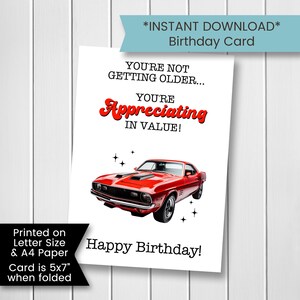 Classic Car Birthday Card, Printable Car Birthday Card for Dad, Hot Rod ...