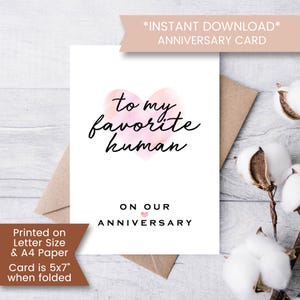 Carte d'anniversaire imprimable pour femme, petite amie, carte de la personne préférée, pour mari, pour petit ami, humain préféré, téléchargement immédiat