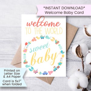 Neues Baby Karte druckbar, druckbare Baby Karte, neues Baby, Willkommen neue Baby Karte, Glückwünsche, Neutral, druckbar, Digital, Download