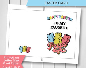 Printable Happy Easter Peeps Card for Grandchildren, Peeps Easter Card for Family, Easter Greeting Card for Group, Printable, Download