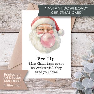 Carte de Noël drôle pour bestie de travail, carte de Noël imprimable pour collègue, carte de Noël espiègle du père Noël, carte d'humour au travail, téléchargement numérique