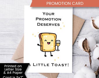 Funny Promotion Card for Her, Printable Congratulations Card for Coworker, A Little Toast to Your Promotion Job, Instant Download, Digital