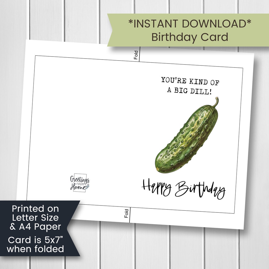 Pickle Birthday Card, Funny Pickle Birthday Card for Pickle Lover ...