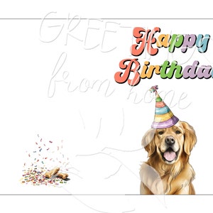 Golden Retriever Birthday Card, Printable Dog Birthday Card, Retreiver ...