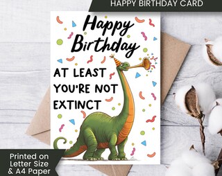 Biglietto Divertente Twizler Con Escursionisti E Dinosauro | Biglietto D'auguri Umoristico | "You Are Here"