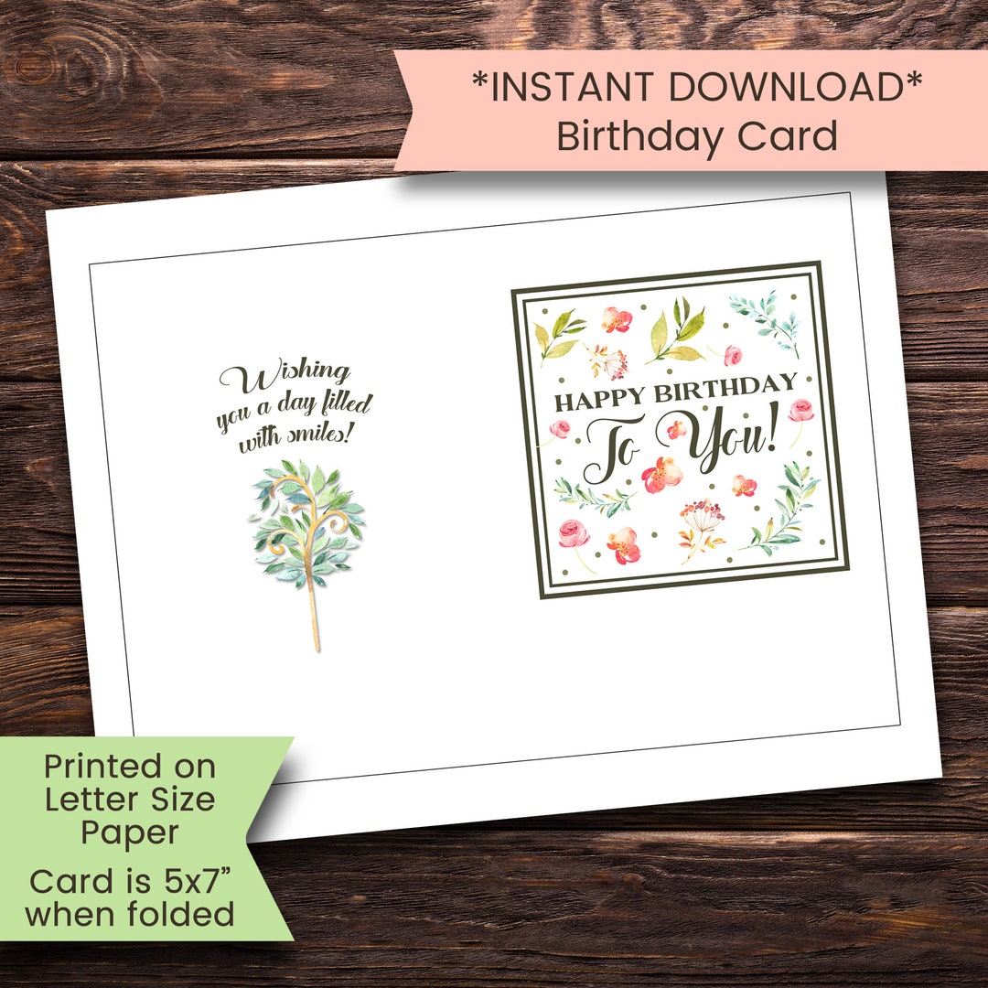 Printable Birthday Card Birthday Card for Her for Him - Etsy