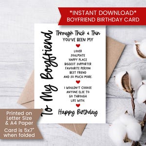 Carte d'anniversaire imprimable pour petit ami, carte d'anniversaire pour petit ami, carte d'anniversaire, pour mon petit ami, pour âme soeur, téléchargement immédiat