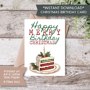 Christmas Birthday Card for Friend, Printable Funny Birthday Card for Christmas, December Birthday Card, Instant, Digital Download