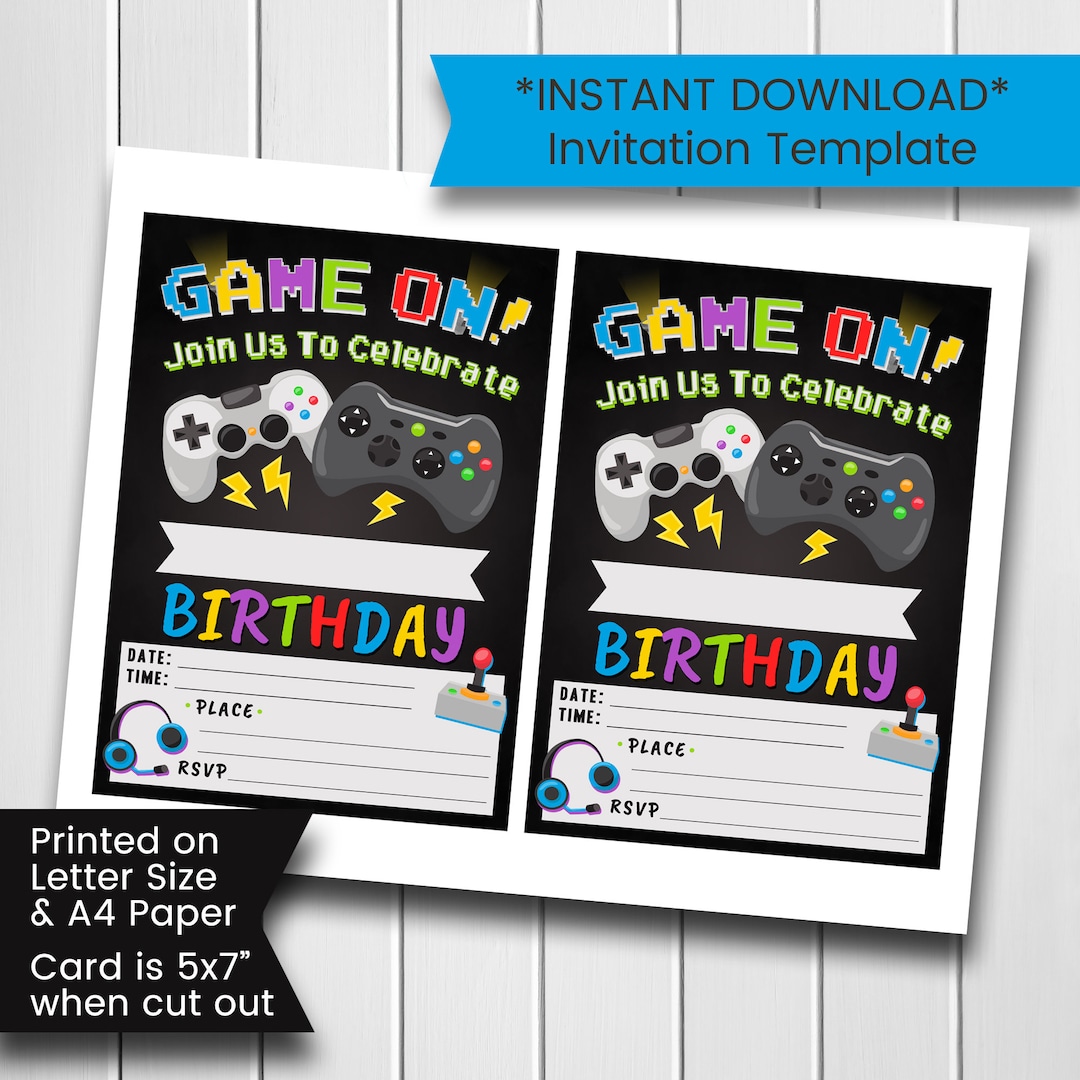 Printable Video Game Invitation Template, Game Invitation, Gaming Printable Video Game Invitation Template, Game Invitation, Gaming