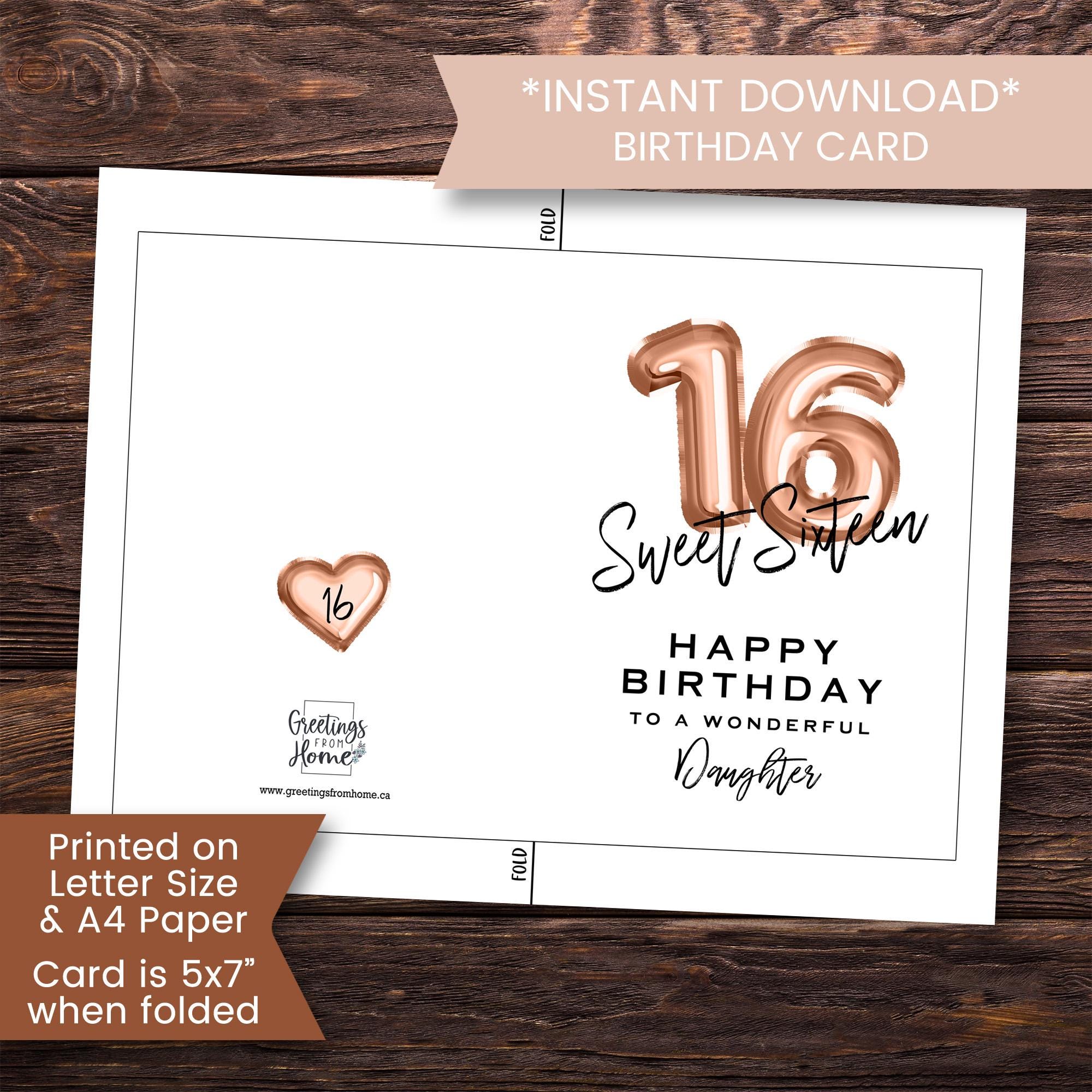 Biglietto Di Auguri Per 16° Compleanno Per Figlio O Figlia | Formato A5 Con Busta - Prodotto In UK