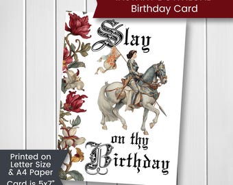 Mittelalterliche Geburtstagskarte – 'On This Glorious Day Of Thy Birth' – Mit Vintage-Design & Aufklebern