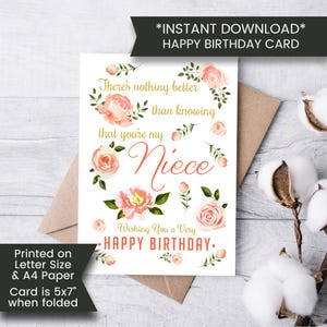 Biglietto di auguri di compleanno stampabile per la nipote dalla zia, sono così felice che tu sia la mia nipote, biglietto di auguri di compleanno per la nipote dallo zio, compleanno della nipote, digitale