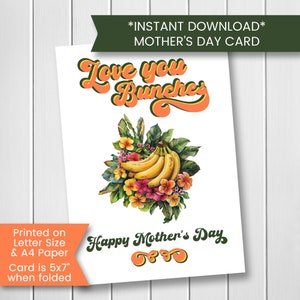 Muttertagskarte druckbare, lustige Muttertagskarte, Wir lieben dich Bündel Karte, Bananen-Muttertagskarte, bedruckbar, digitaler Download