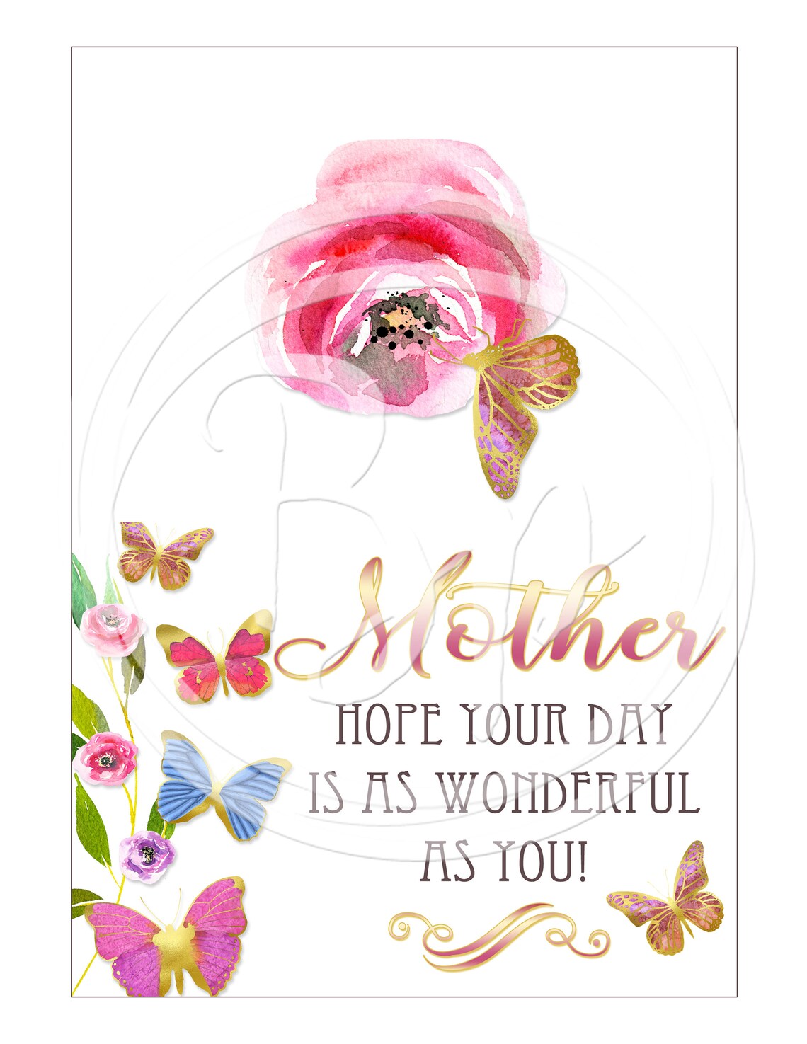 Printable Mother's Day Card Butterfly Mother's Day | Etsy
