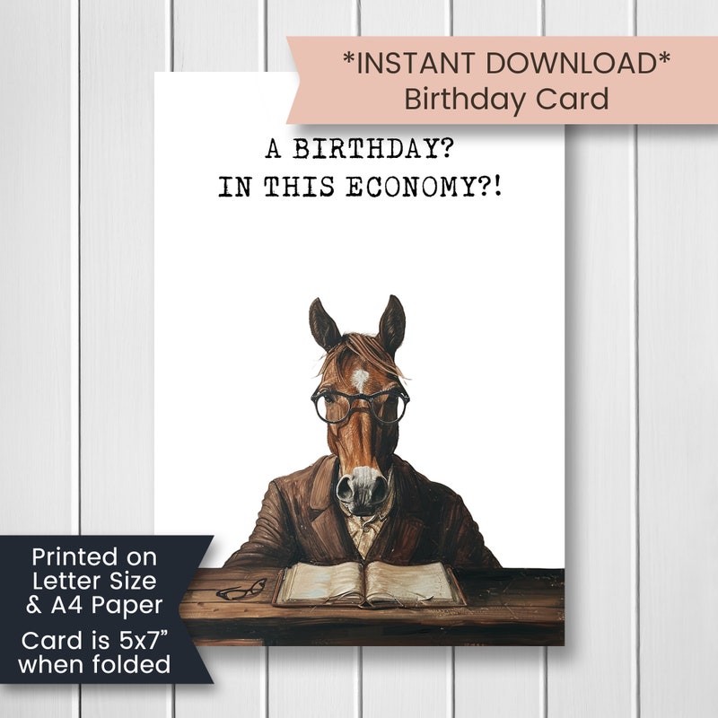 Funny Horse Birthday Cards - Etsy