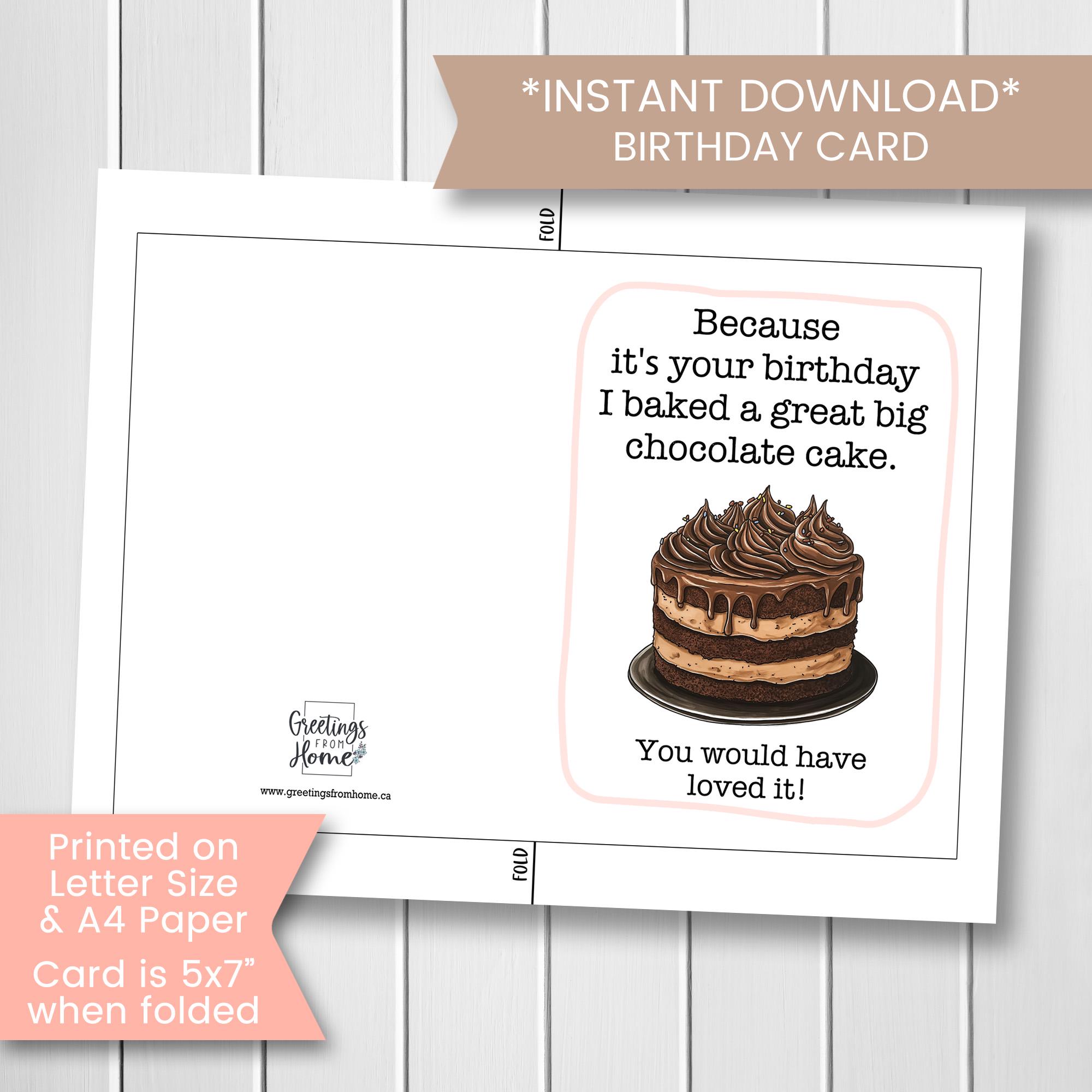 Printable Funny Birthday Card for Her, Joke Birthday Card for Sister ...