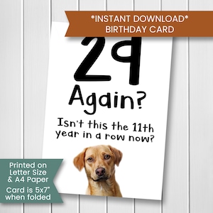 Lustige 40. Geburtstagskarte, druckbare 40. Geburtstagskarte mit Hund, lustige Hund Geburtstagskarte für Freund für Mitarbeiter, Sofort, digitaler Download