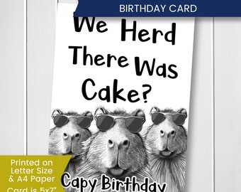Capybara Birthday Card for Friend, Printable Capybara Birthday Card, Capy Birthday Card For Teenager Birthday From Group, Printable Download