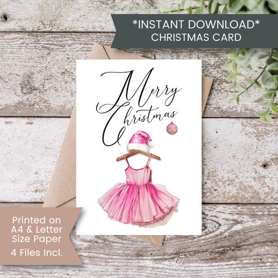 Christmas Card for Dance Teacher, Printable Ballet Christmas Card, Christmas Card for Ballet Teacher Gift, Digital Download
