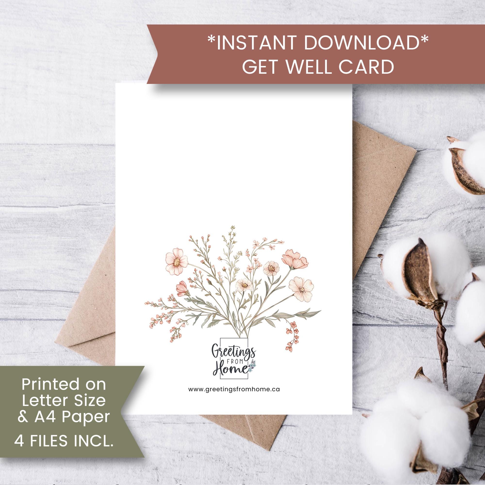 Printable Wildflower Get Well Card, Wishing You a Speedy Recovery