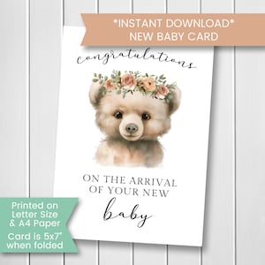 Nieuwe babykaart afdrukbaar, gefeliciteerd met je nieuwe babykaart, babyshowerkaart, welkomstbabykaart, gefeliciteerd, digitaal, download
