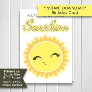 Tarjeta de feliz cumpleaños para mi pequeño Sunshine para imprimir, tarjeta de cumpleaños Sunshine para niños, para bebés, tarjeta de cumpleaños Sunshine, descarga digital