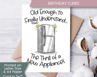Tarjeta de cumpleaños divertida para hija (imprimible), tarjeta de cumpleaños con chiste de electrodomésticos para hijo, sobre el crecimiento personal, descarga digital