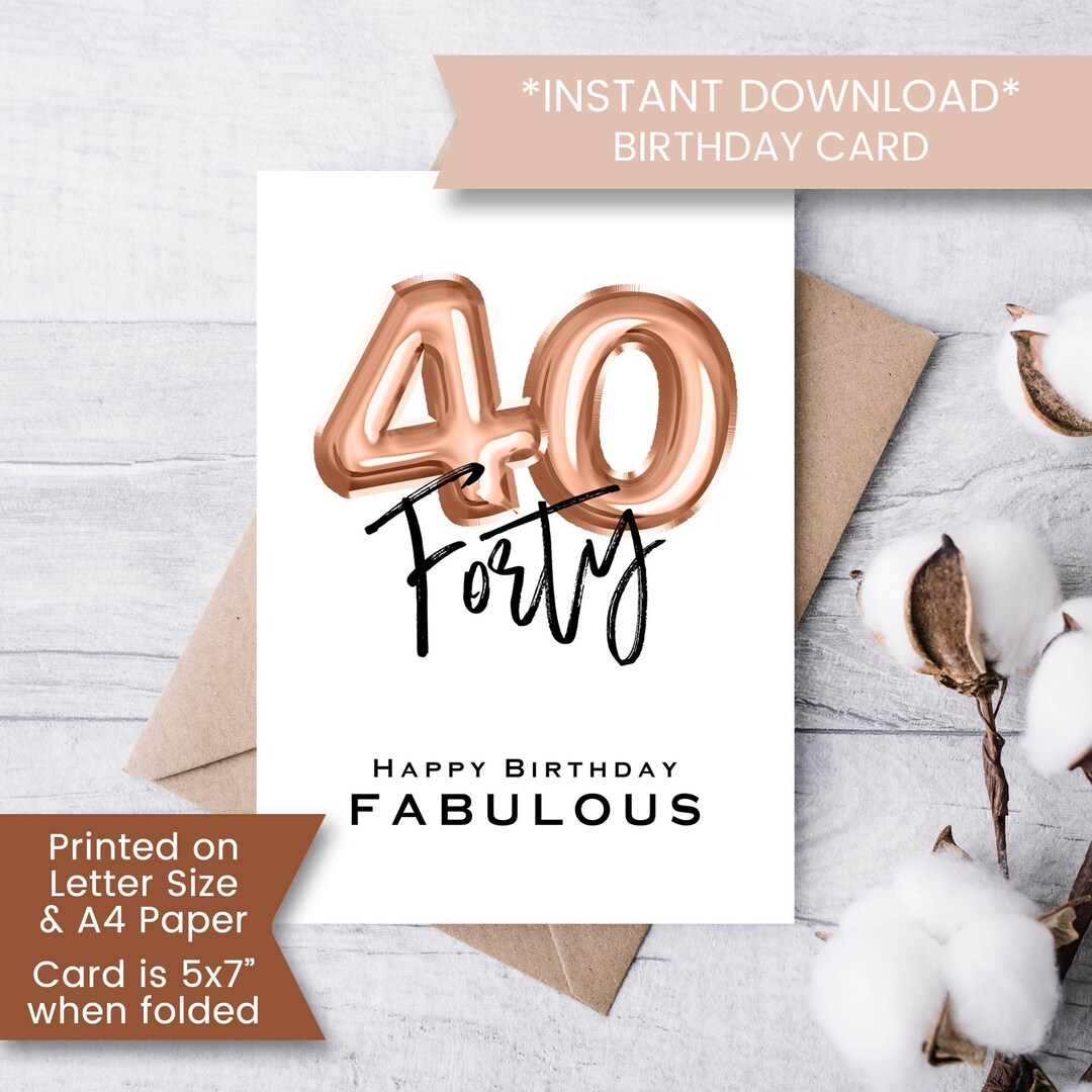 Printable 40th Birthday Card for - Il 1080xN.6380830242 6dee 