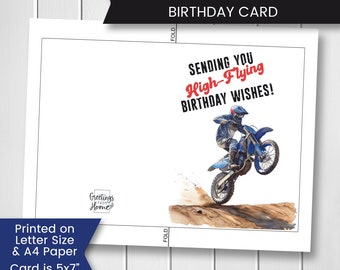 Dirt Bike Birthday Card Printable Motocross Birthday Card, For Teenager, For Son, for Boy, Motorbike Dirtbike, Printable, Digital, Download