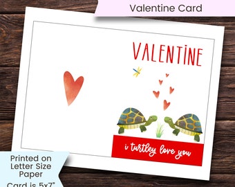 Turtle Valentines Card,  Turtle Valentines Day Card, Turtle Lovers Valentine Card, Turtley Awesome, Tortoise, Printable, Digital, Download