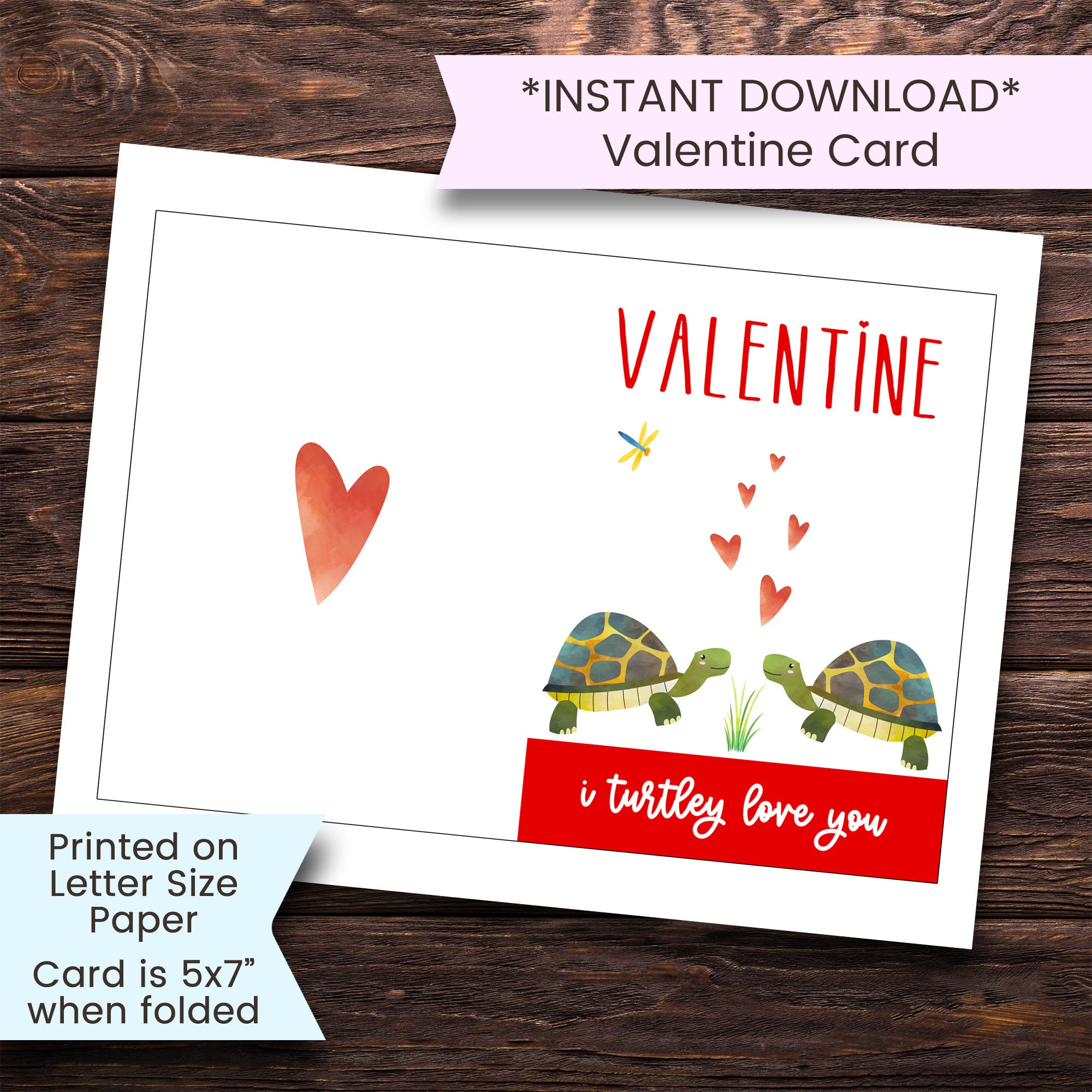 Turtle Valentines Card Turtle Valentines Day Card Turtle - Etsy Ireland