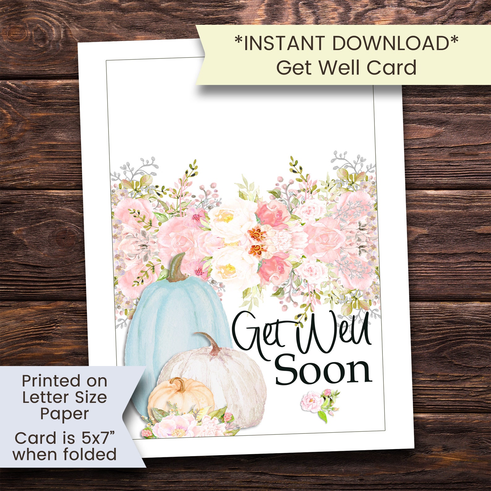 Printable Get Well Card Pumpkins Get Well Card Get Well | Etsy