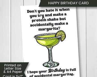 Tarjeta de cumpleaños divertida con chiste para mamá, papá, tarjeta de cumpleaños imprimible con margarita para esposa, esposo, tarjeta divertida para mejor amigo/a, descarga digital